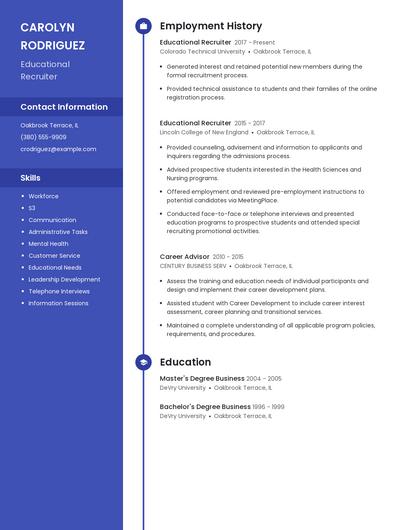 Educational Recruiter Resume