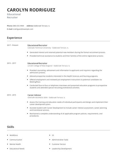 Educational Recruiter Resume