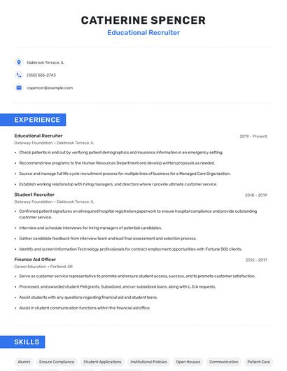 Educational Recruiter Resume