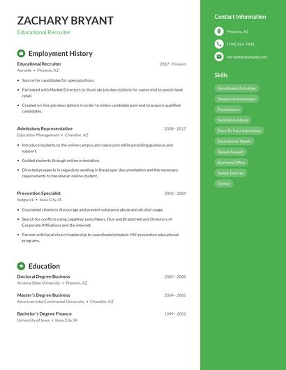Educational Recruiter Resume