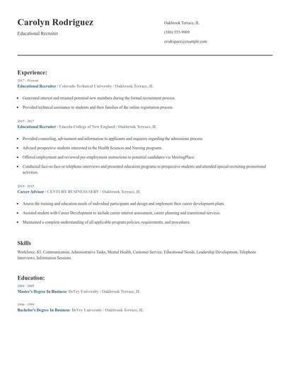 Educational Recruiter Resume