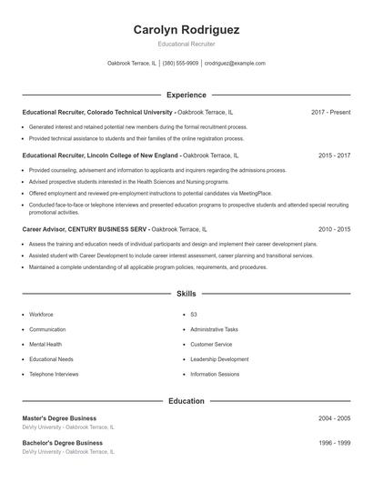 Educational Recruiter Resume
