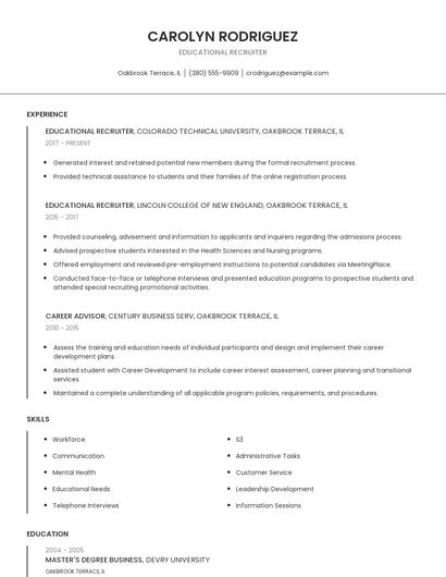 Educational Recruiter Resume