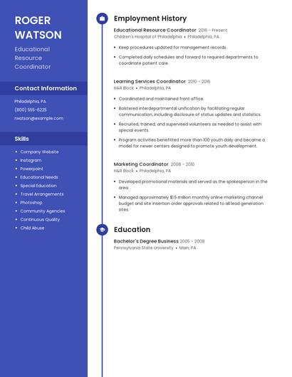 Educational Resource Coordinator Resume