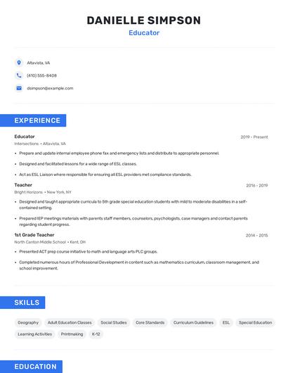 Educator Resume