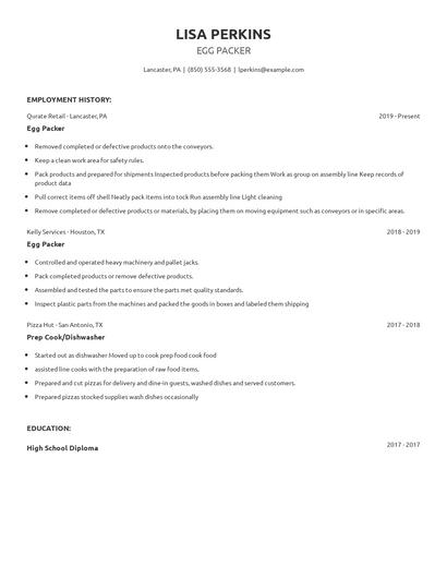 Egg Packer Resume