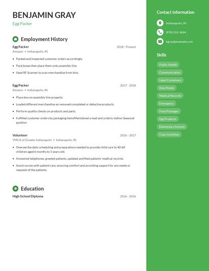Egg Packer Resume