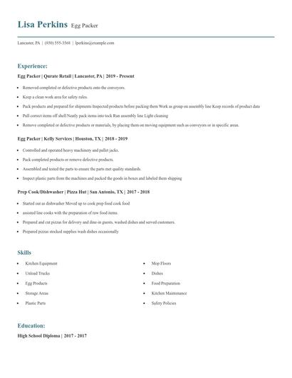 Egg Packer Resume