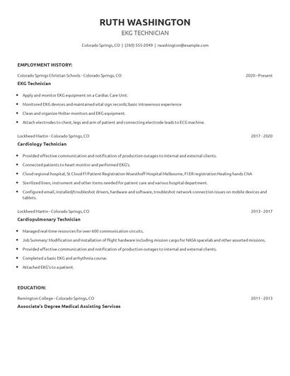 EKG Technician Resume