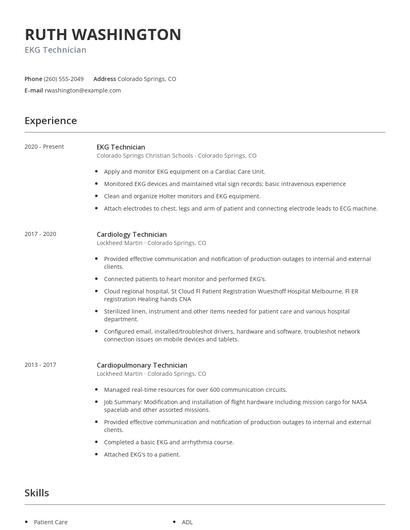 EKG Technician Resume