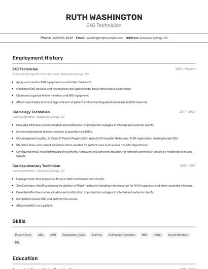 EKG Technician Resume