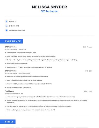 EKG Technician Resume