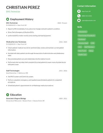EKG Technician Resume