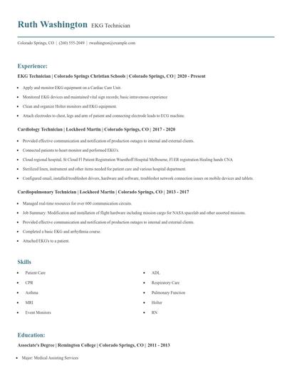 EKG Technician Resume