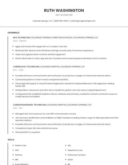 EKG Technician Resume