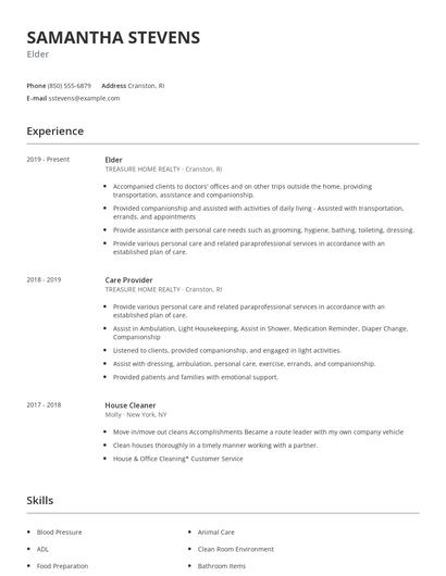 Elder Resume