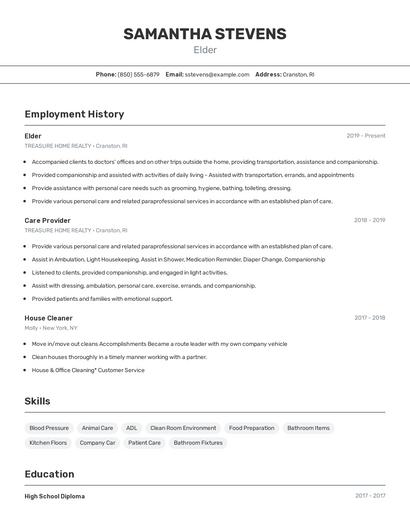 Elder Resume