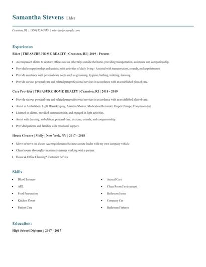 Elder Resume