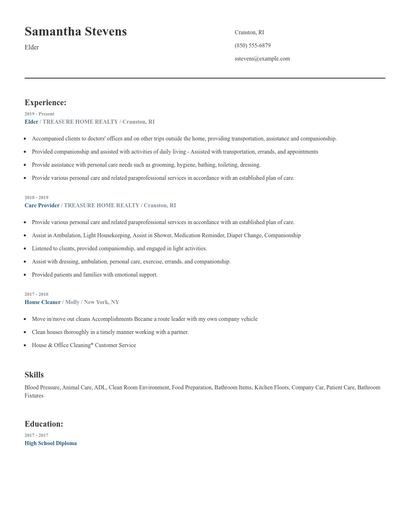 Elder Resume