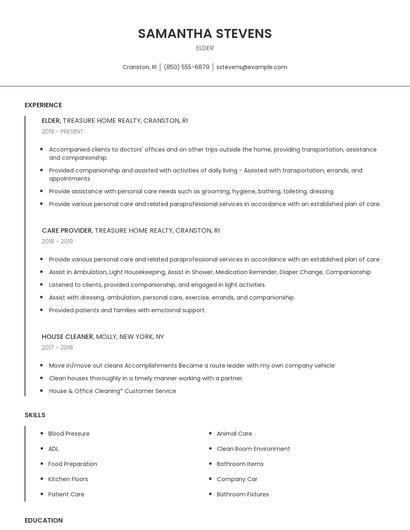 Elder Resume