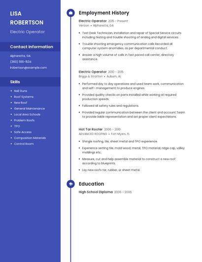 Electric Operator Resume