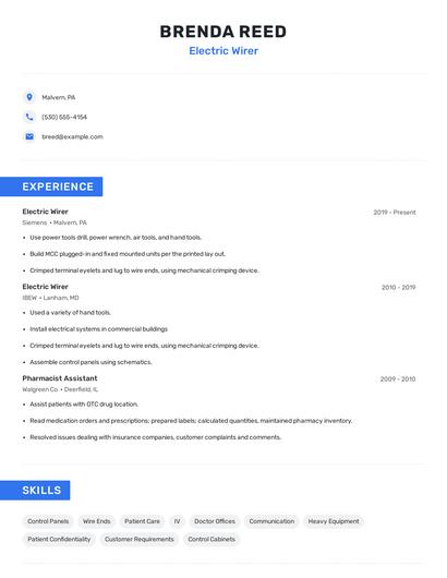 Electric Wirer Resume