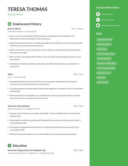 Electric Wirer Resume