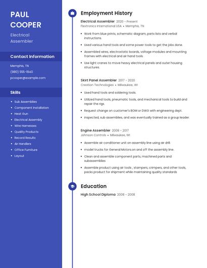 Electrical Assembler Resume