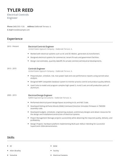Electrical Controls Engineer Resume