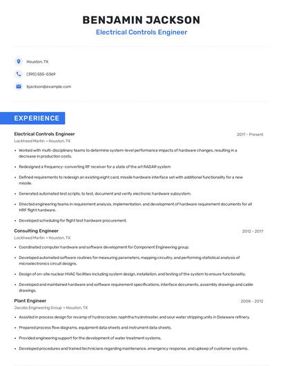 Electrical Controls Engineer Resume