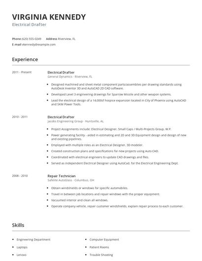 Electrical Drafter Resume