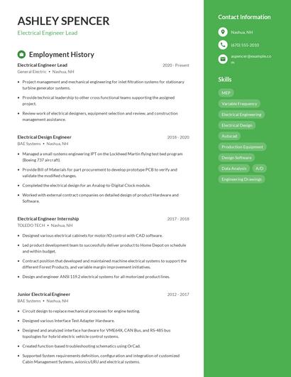 Electrical Engineer Lead Resume