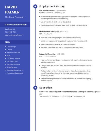 Electrical Foreman Resume