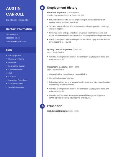 Electrical Inspector Resume