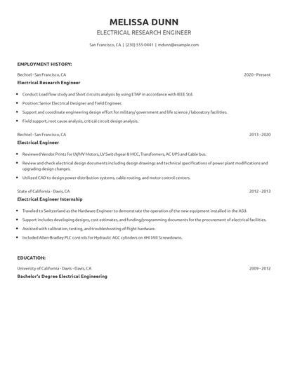 Electrical Research Engineer Resume