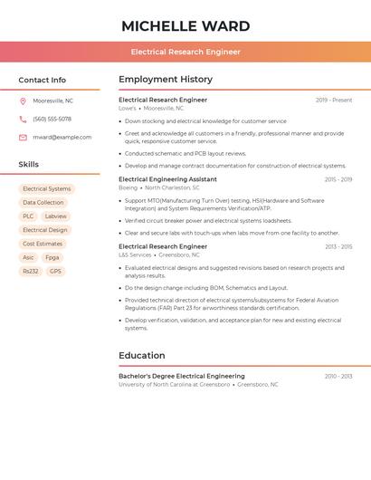 Electrical Research Engineer Resume