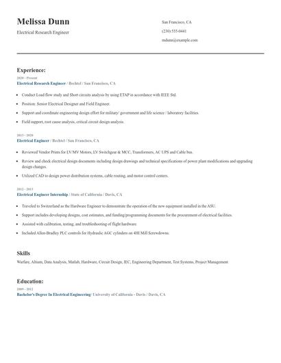Electrical Research Engineer Resume