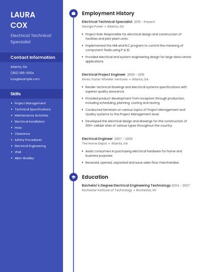 Electrical Technical Specialist Resume