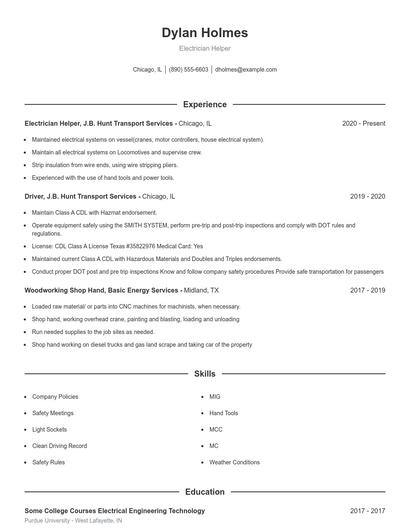 Resume example 1