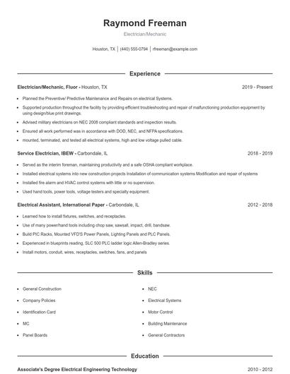 Resume example 1