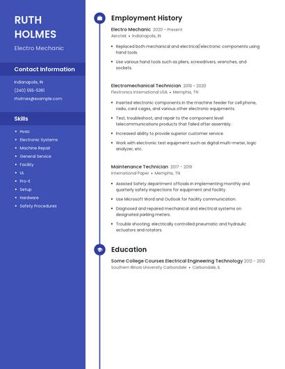 Electro Mechanic Resume