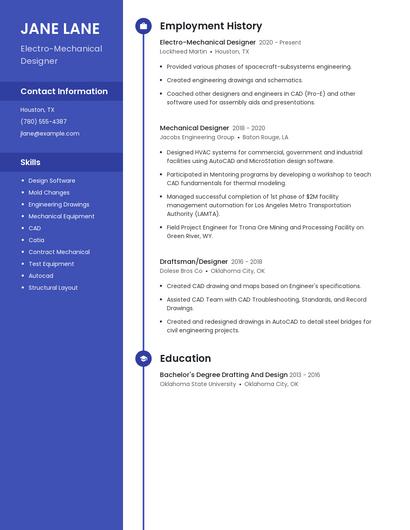 Electro-Mechanical Designer Resume