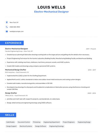 Electro-Mechanical Designer Resume