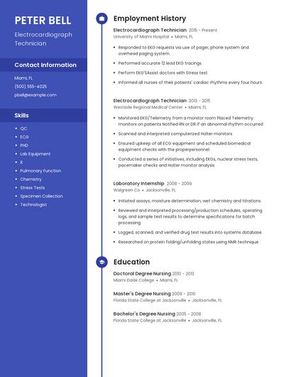 Electrocardiograph Technician Resume