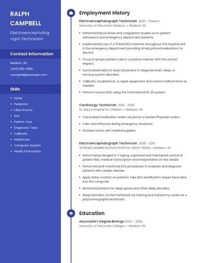 Electroencephalograph Technician Resume