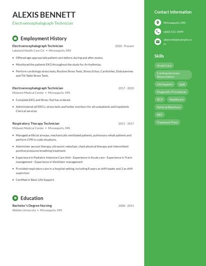 Electroencephalograph Technician Resume