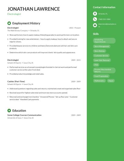 Electrologist Resume