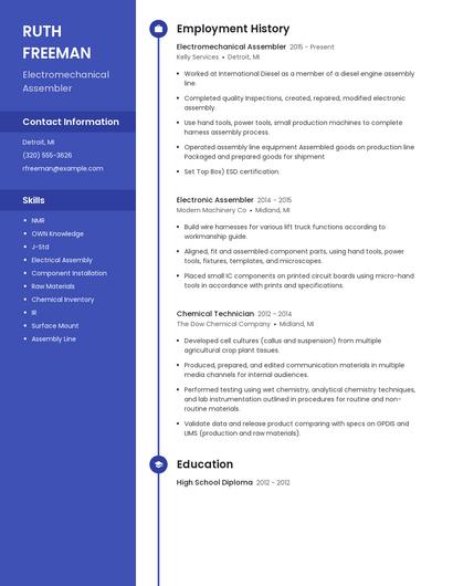 Electromechanical Assembler Resume