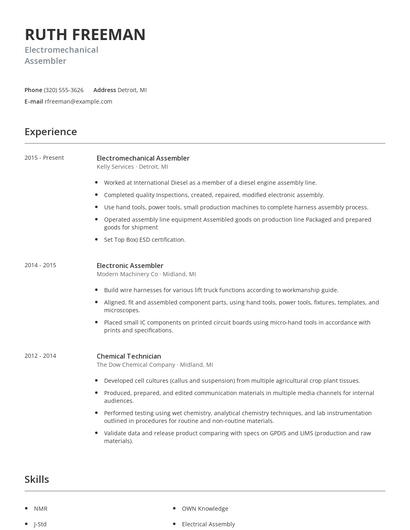 Electromechanical Assembler Resume