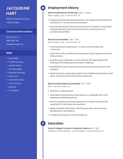 Electromechanical Technician Resume